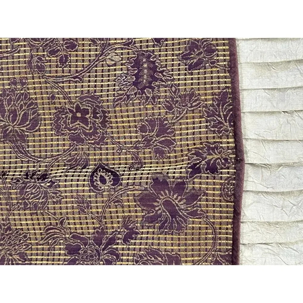 Purple Brown Floral Quilted Pillow Sham Pleated Ruffle Cottagecore Farmhouse
